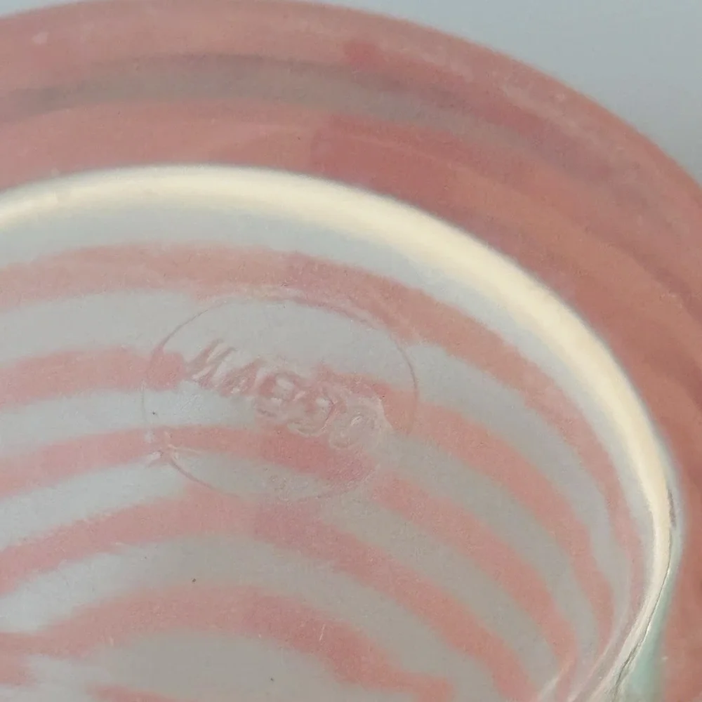2 Libbey Vintage Mid Century Modern Retro Teal Pink Striped Highball Bar Glasses